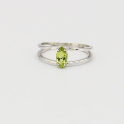 Peridot Marquis Split Sterling Band Sz 7