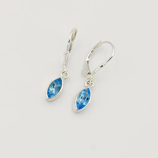 Blue Topaz Marquis Sterling Earrings