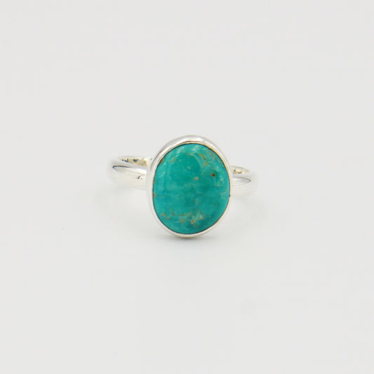 Turquoise Oval Sterling Ring Sz 8