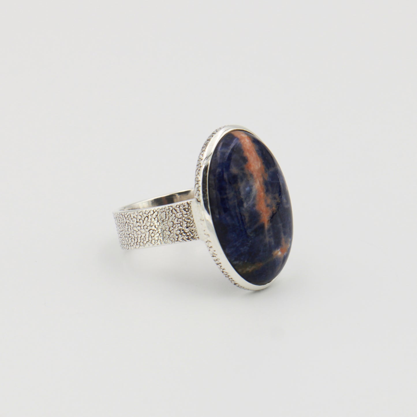 Sodalite Large Oval Sterling Ring Sz 9.5