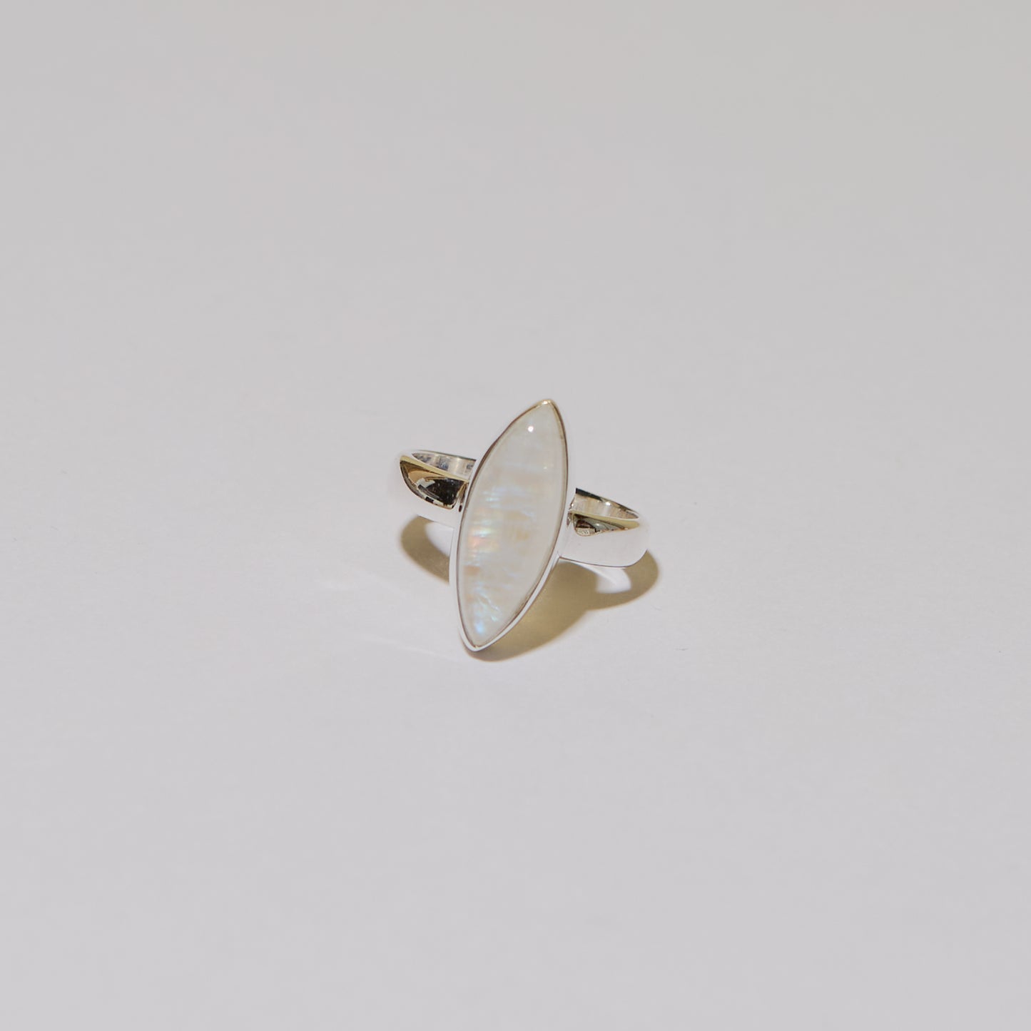 Rainbow Moonstone Marquis Sterling Ring Sz 8
