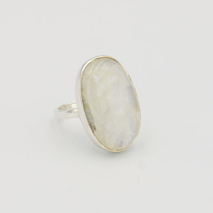 Moonstone Large Oval Sterling Ring Sz 9