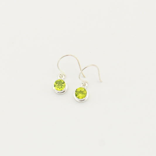 Peridot Round Bezel Sterling Earrings