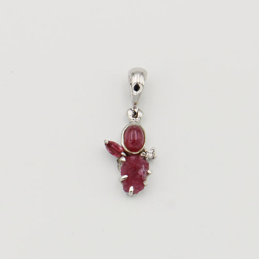 Pink Tourmaline & White Topaz Sterling Pendant RP