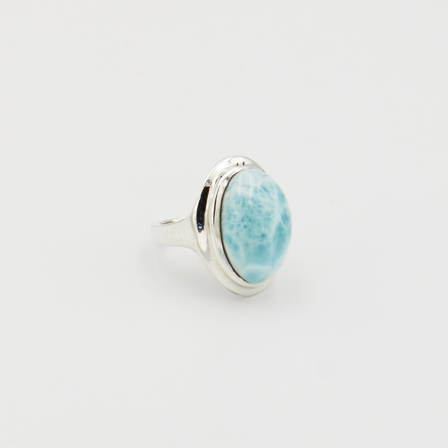 Larimar Oval Sterling Ring Sz 8