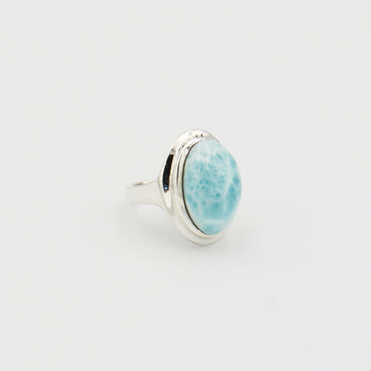 Larimar Oval Sterling Ring Sz 8