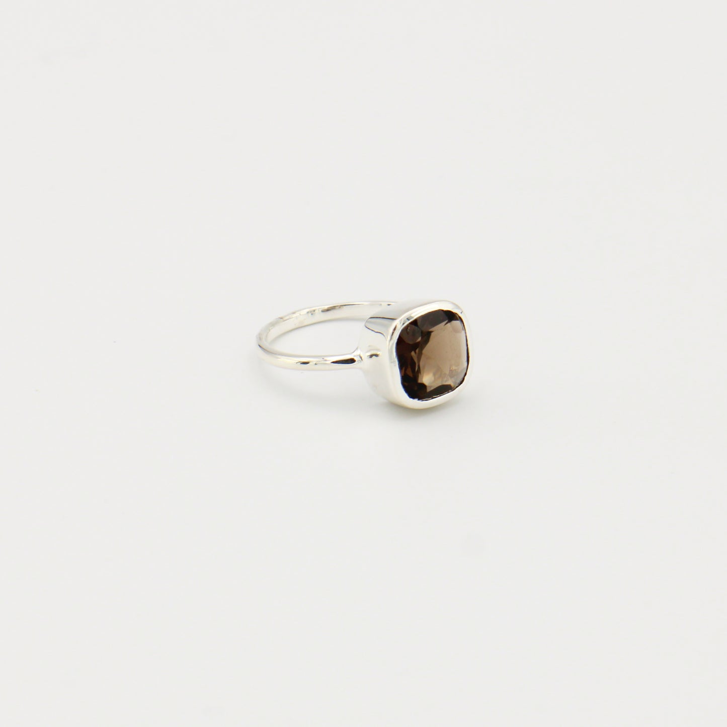 Smokey Cushion Cut Sterling Ring Sz 7