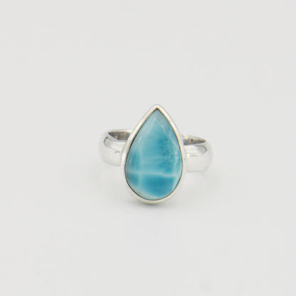 Larimar Teardrop Sterling Ring Sz 9
