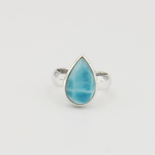 Larimar Teardrop Sterling Ring Sz 9