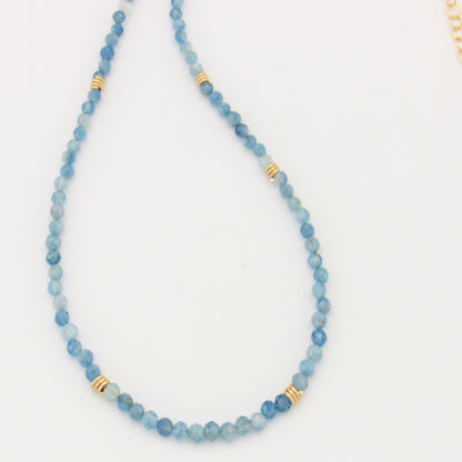 Aquamarine Beaded GF Necklace 16-17.5"