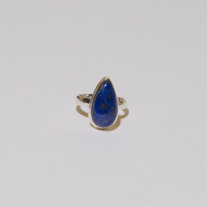 Lapis Teardrop Sterling Ring Sz 8