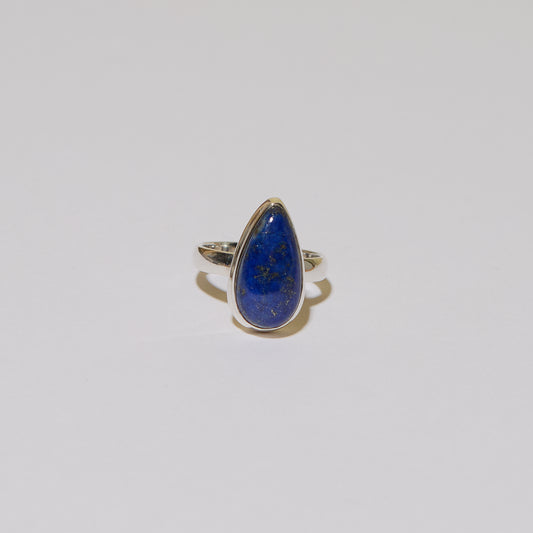 Lapis Teardrop Sterling Ring Sz 8