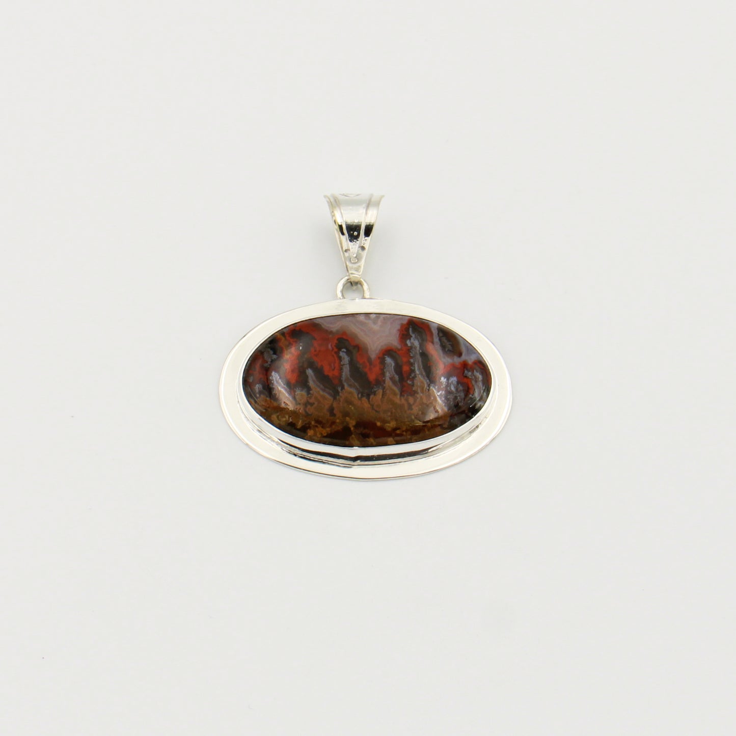 Condor Agate Large Horizontal Oval Sterling Pendant
