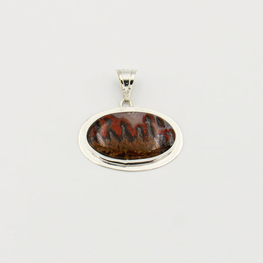 Condor Agate Large Horizontal Oval Sterling Pendant