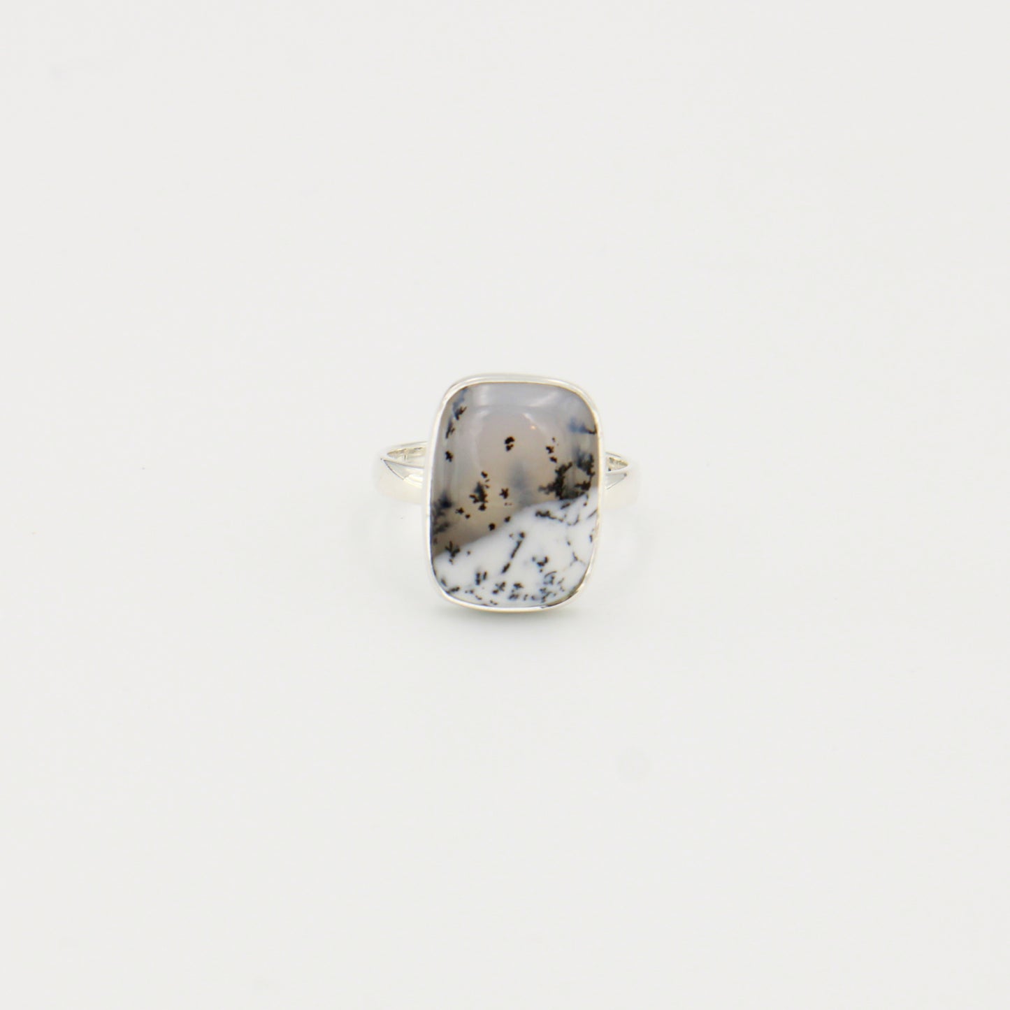 Dendratic Opal Rectangle Sterling Ring Sz 7