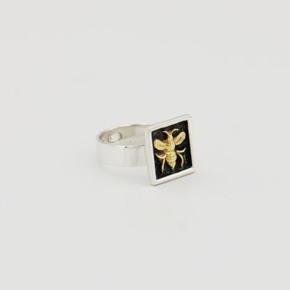 Sterling Silver Bee Ring GP Sz 7