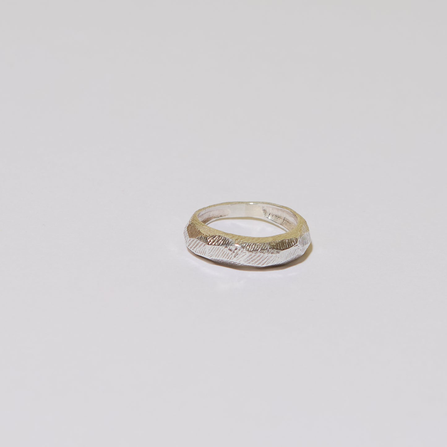 Sterling Silver Textured Facets Ring Sz 8