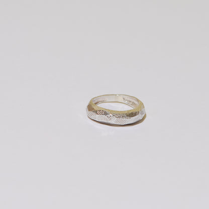Sterling Silver Textured Facets Ring Sz 8