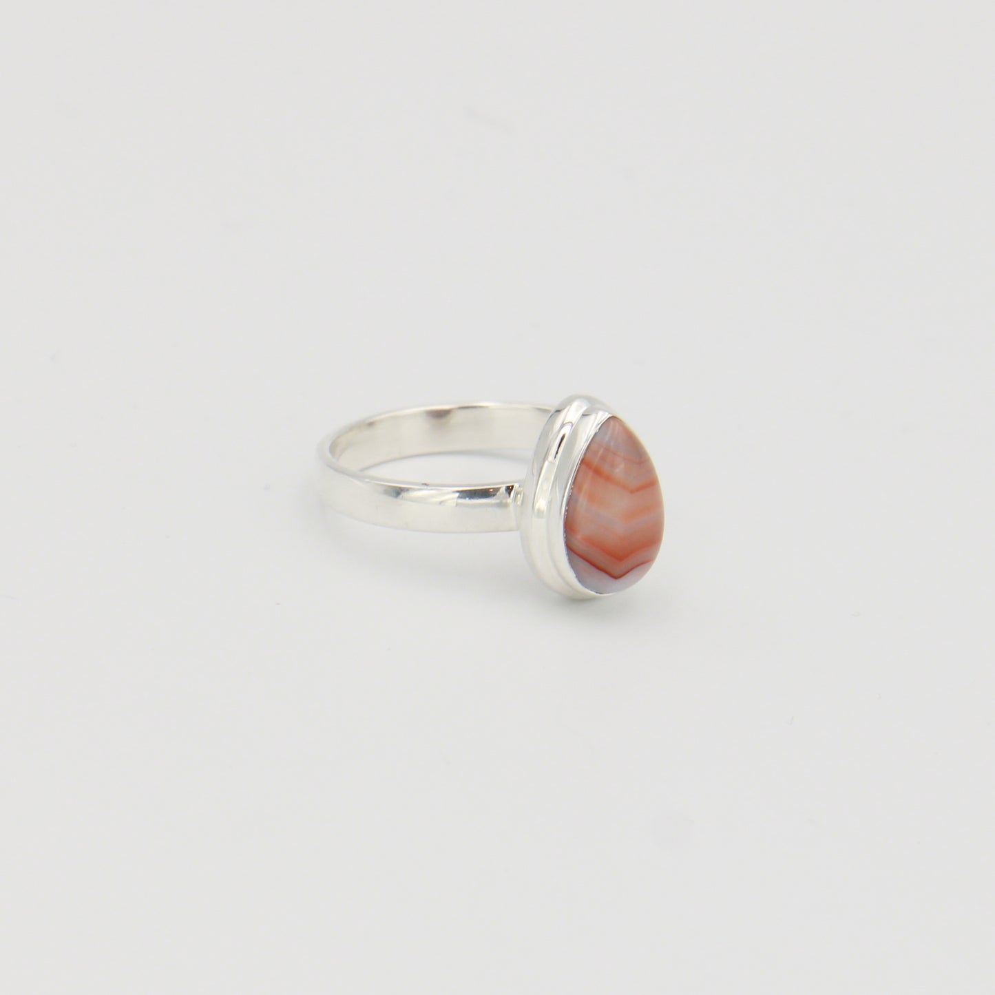 Lake Superior Agate Pear Sterling Ring Sz 9