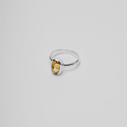Citrine Oval Sterling Ring Sz 8.5