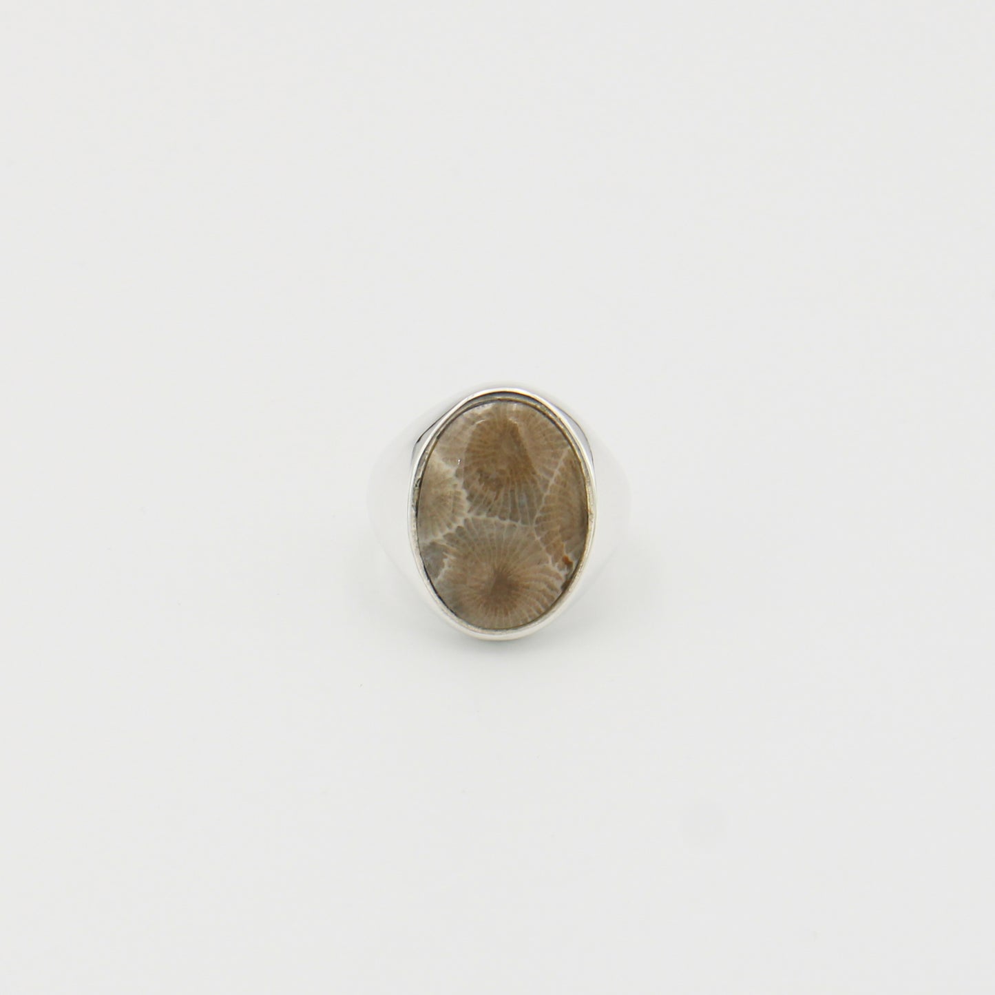 Petoskey Oval Unisex Sterling Ring Sz 8