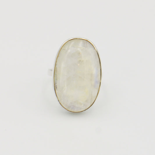 Moonstone Large Oval Sterling Ring Sz 9
