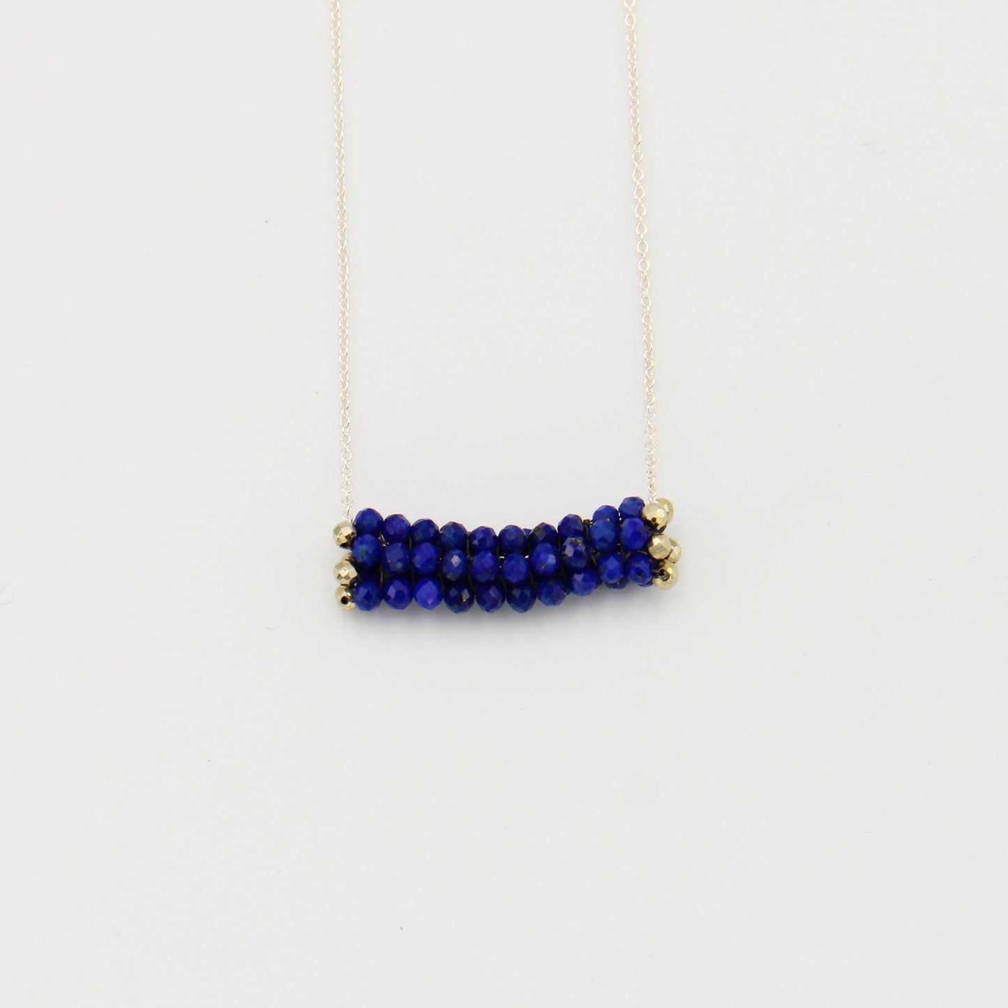 Lapis & Pyrite Beads Sterling Silver Necklace