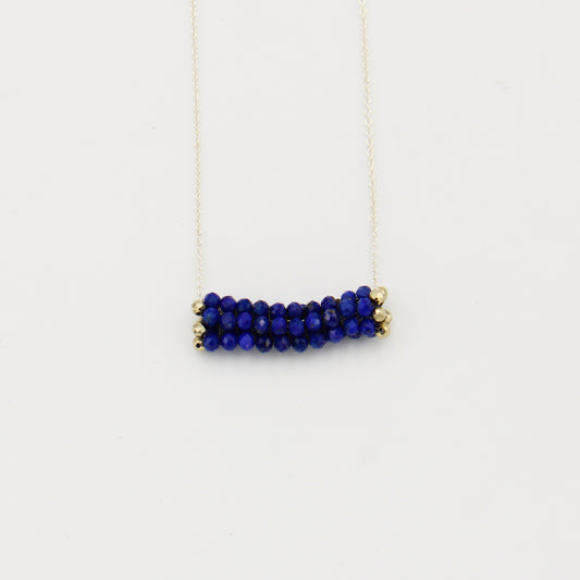Lapis & Pyrite Beads Sterling Silver Necklace