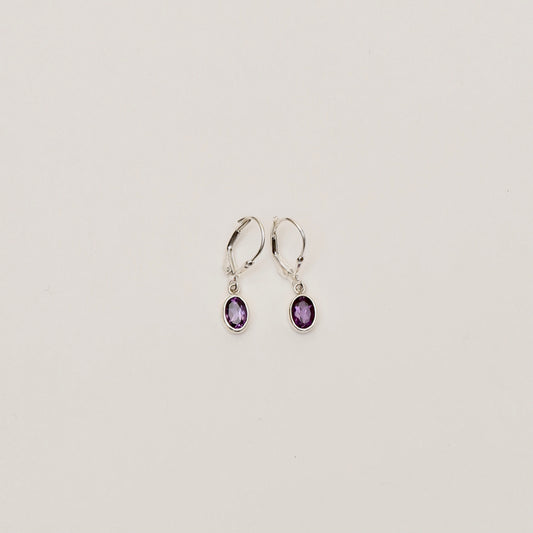 Amethyst Small Oval Sterling Earrings