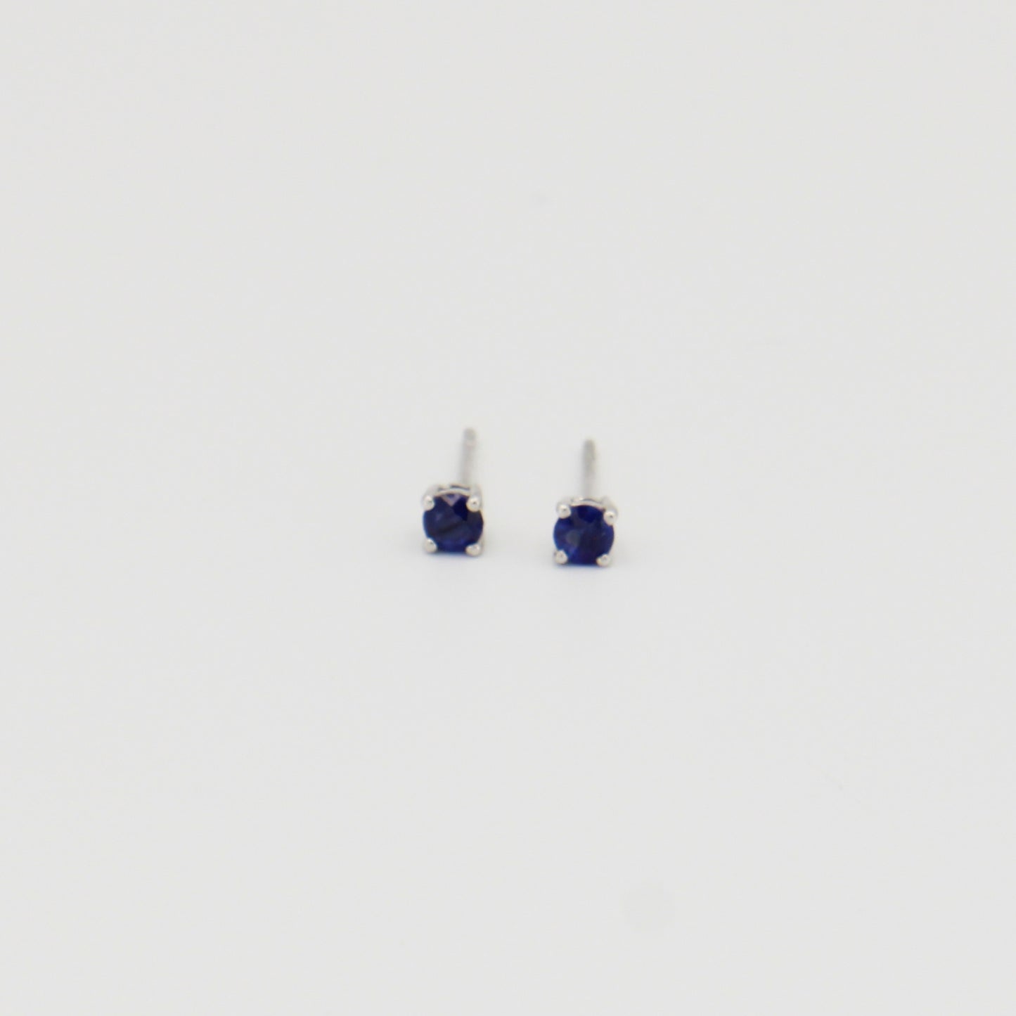 Sapphire Round Prong Sterling Studs 3mm