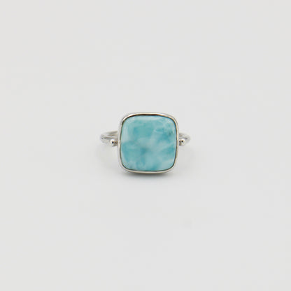Larimar Square Sterling Ring Sz 6