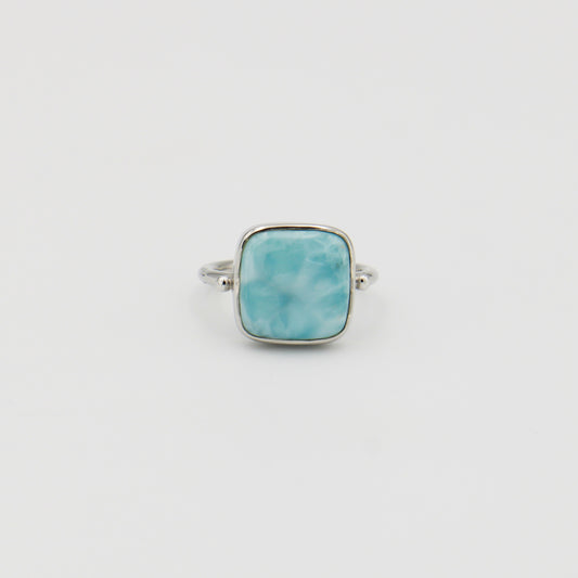 Larimar Square Sterling Ring Sz 6