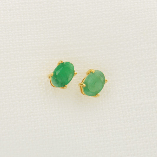 Emerald Oval Sterling GP Studs