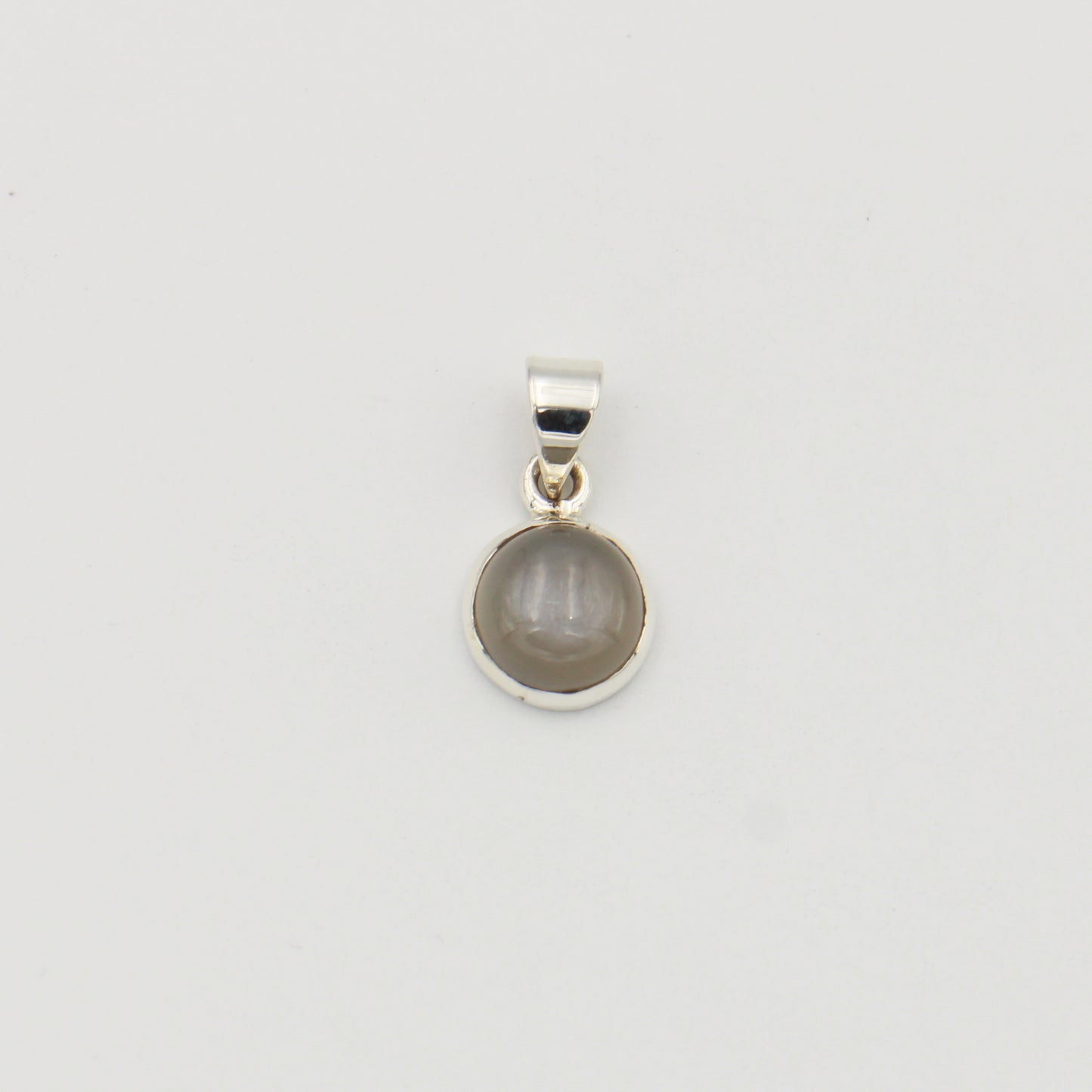 Grey Moonstone Small Round Sterling Pendant