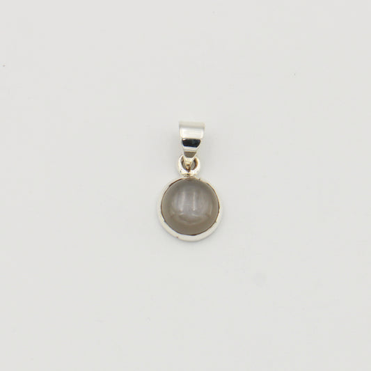 Grey Moonstone Small Round Sterling Pendant