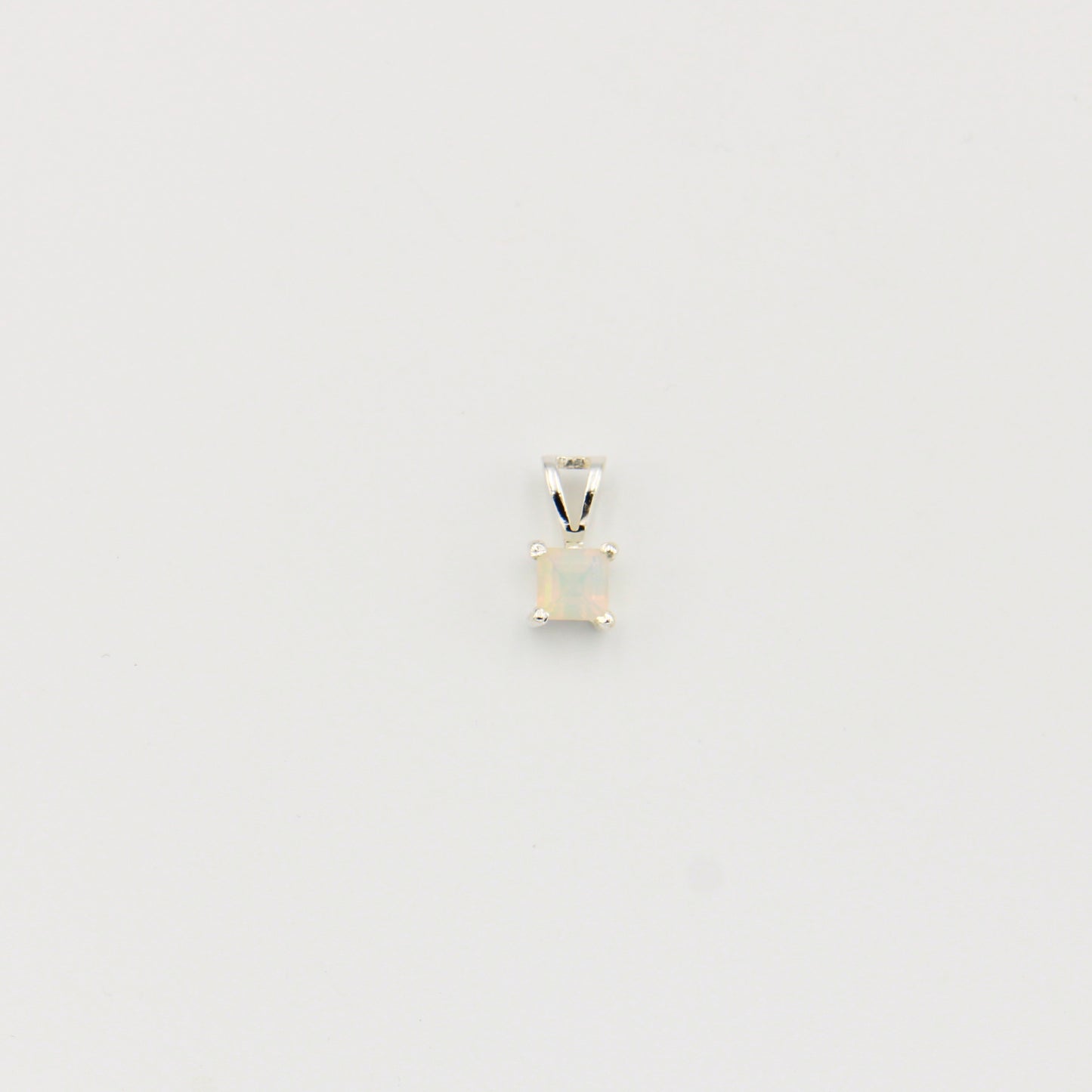 Ethiopian Opal Dainty Square Sterling Pendant