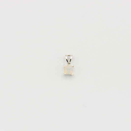Ethiopian Opal Dainty Square Sterling Pendant