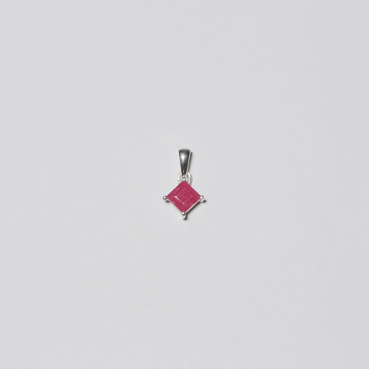 Nugent Dainty Ruby Square Sterling Pendant