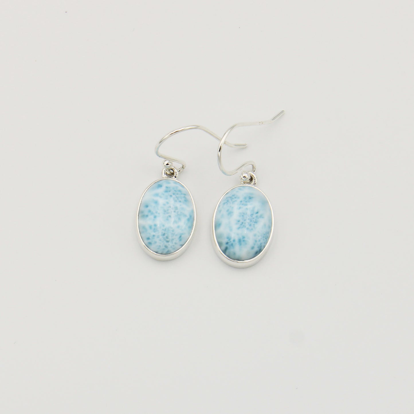 Larimar Oval Bezel Sterling Earrings