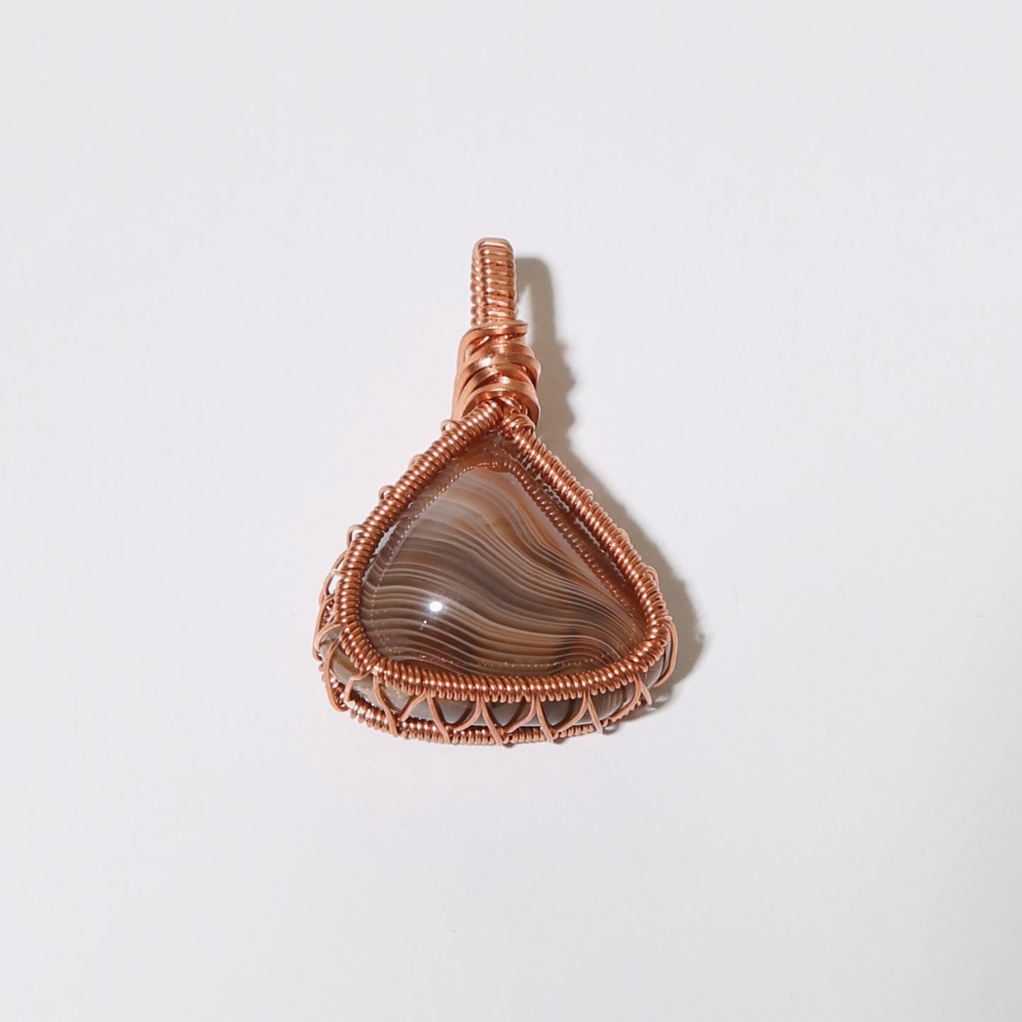Agate Small Triangle Copper Wrapped Pendant