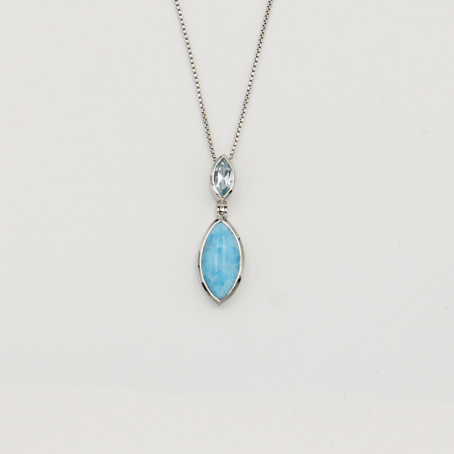Larimar Marquis & Blue Topaz Sterling Necklace Adj
