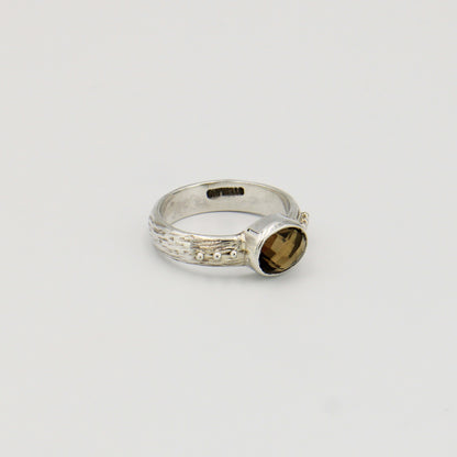 Topaz Oval Sterling Textured Ring Sz 8