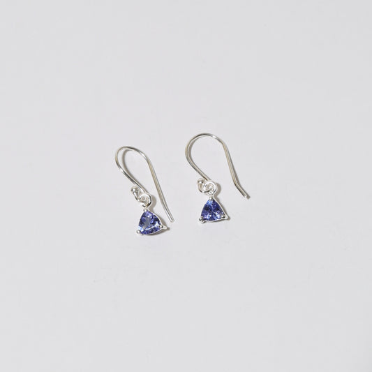Tanzanite Dainty Trillion Sterling Earrings
