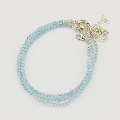 Dainty Gemstone Beaded Bracelet Aquamarine