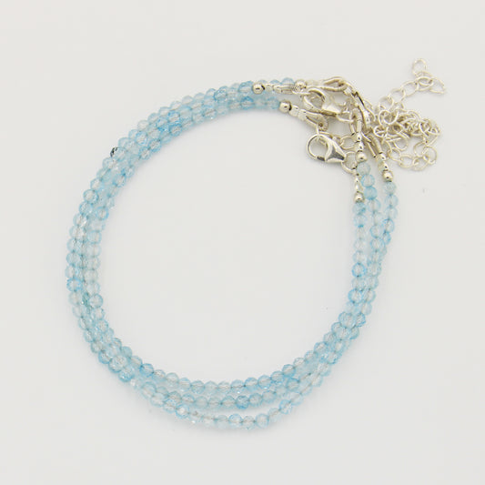 Dainty Gemstone Beaded Bracelet Aquamarine