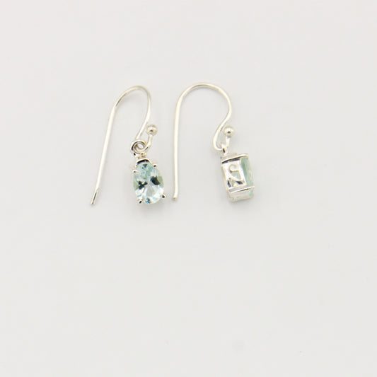 Aquamarine Dainty Oval Sterling Earrings