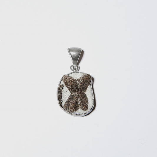 Staurolite Ovoid Textured Sterling Pendant