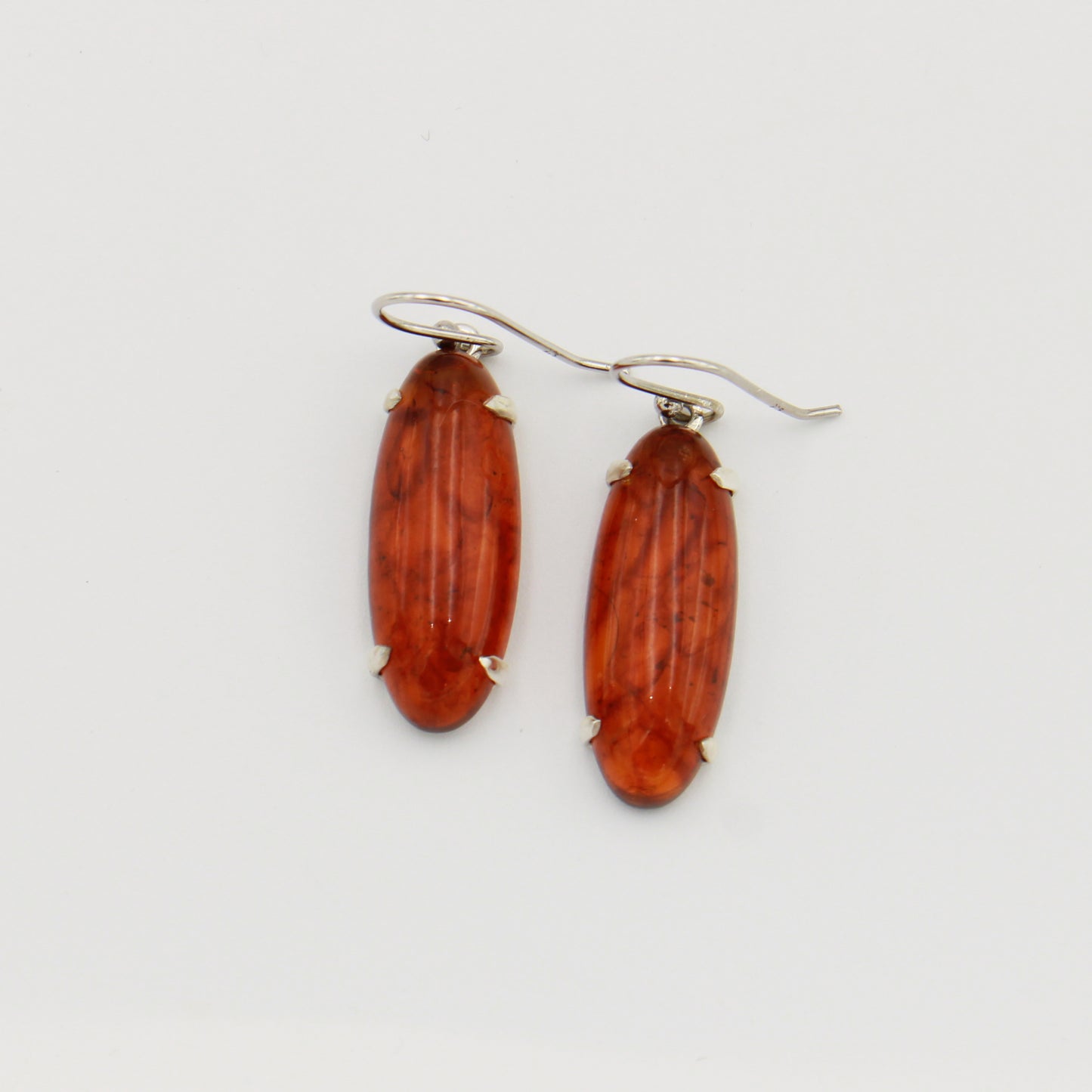 Amber Long Oval Sterling Earrings