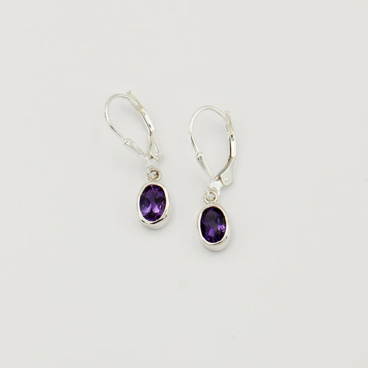Amethyst Sm Oval Sterling Earrings
