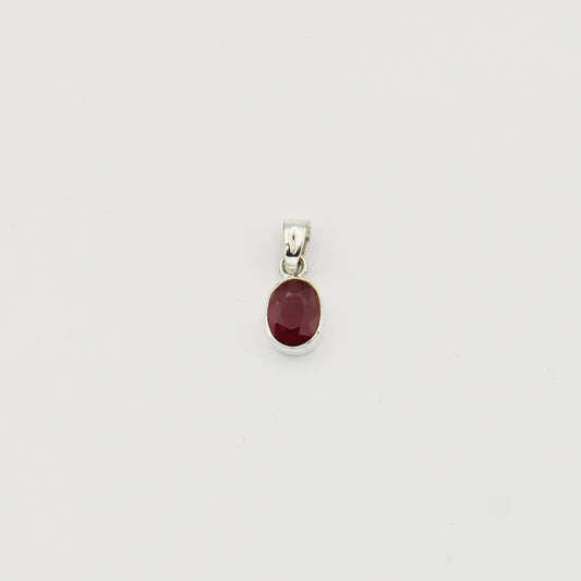 Ruby Oval Sterling Pendant
